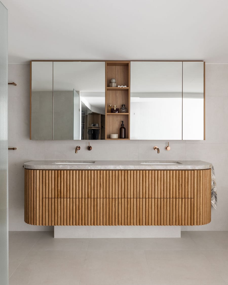 Fluted Oak Vanity, Main Beach